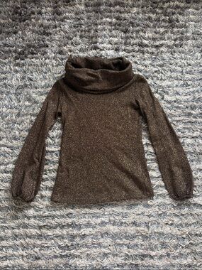 Shimmer Cowl Neck Sweater in Metallic Chocolate EUR S Gift - Matching Pants
